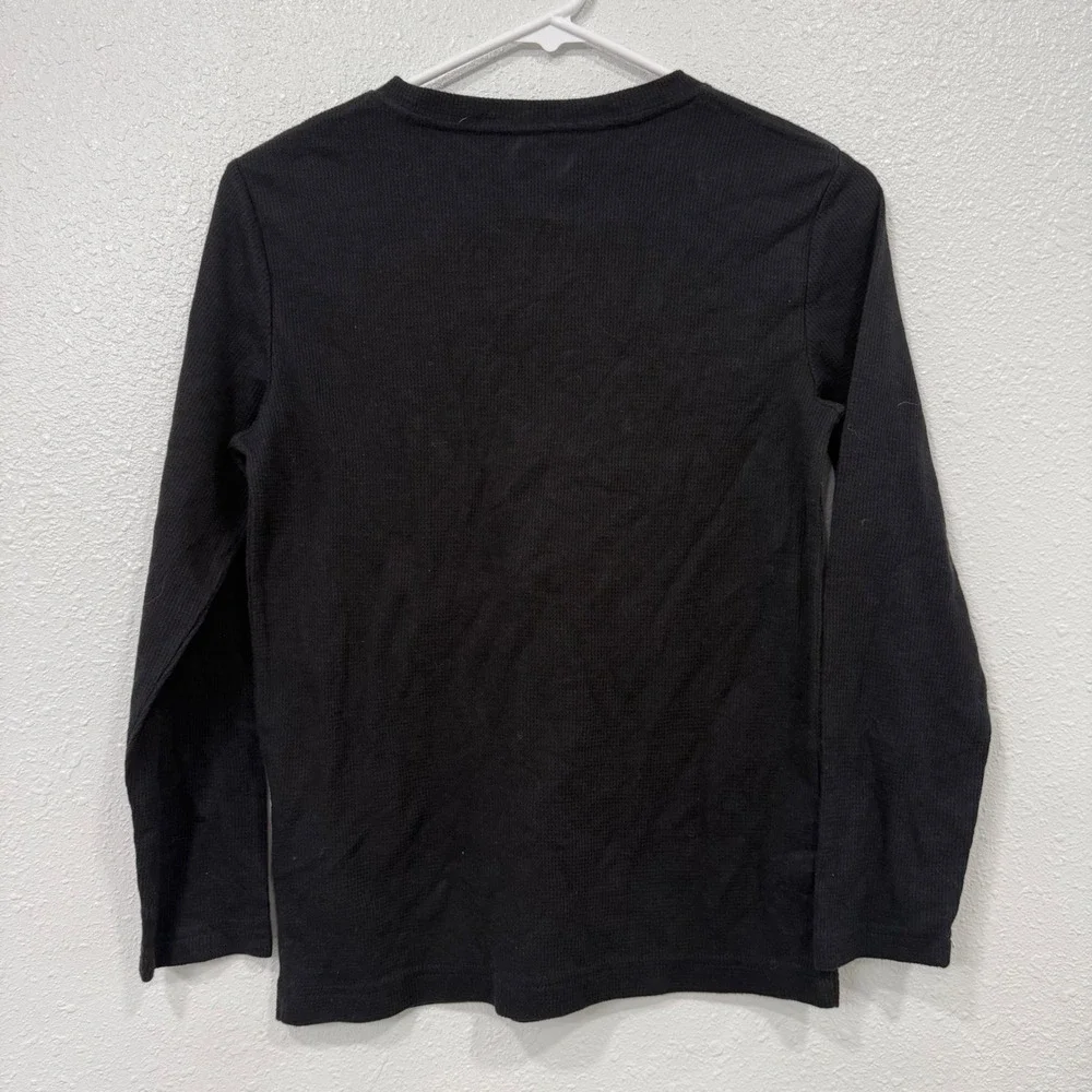 Hurley‎ Boys Medium Black Long Sleeve Waffle Knit Thermal Shirt Logo 6631-023